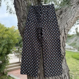Anthropologie Maeve Colette Crop Wide Leg Ponte Pants Womens 29 Black Geometric - Picture 1 of 23