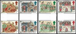 1986 Sg 1324/1327 900th Anniversary of Domesday Book Gutter Pairs MNH - Bild 1 von 2