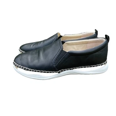 Sam Edelman Kassie Black Leather espadrille Flat Sneaker Logo Hardware Size 8 M - Image 1 of 4