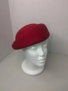 Vintage Geo. W. Bollman Red 100% Wool Hat (Needs Feathers) 7" - Picture 1 of 5