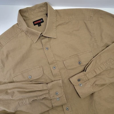 Wolverine Mens Tan Cotton Long Sleeve Collared Casual Button-up Shirt L - Image 1 of 4