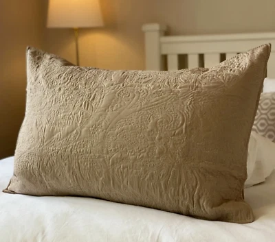Large Rectangle Cushion Cover Pillowcase Venetian Neutral Beige Embroidered - Image 1 of 4