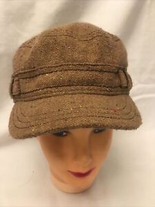prAna ~ Unisex Newsboy Cabbie Cap Brown With Multicolored Speckles Adjustable