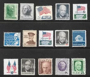 US Briefmarken #1208...#1509 Satz 15 60er-1970er Jahre Definitive Stamps MNH - Bild 1 von 1