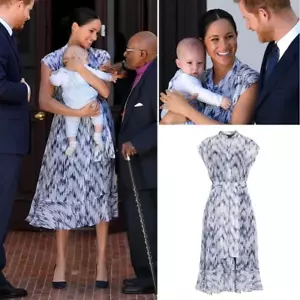 Club Monaco 'Dremah' Silk Printed Midi Dress US 2 - ASO Meghan Markle - Picture 1 of 12