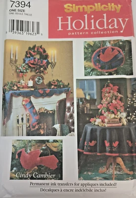 Simplicity 7394 Holiday Tree Skirt, Stocking Mantel Scarf Transfers included New - Image 1 of 4