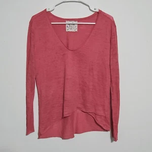 Top donna Nation LTD taglia S scollo a V manica lunga blusa leggera rosa - Foto 1 di 7