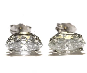 EGL GIA certified 14k white gold I2 G 1.83ct diamond marquise earrings Natural - Picture 1 of 11