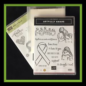 Stampin Up! RIBBON OF COURAGE & ARTFULLY AWARE Stamps & SUPPORT Dies ***NEW***