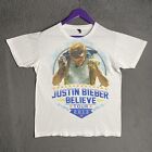 2013 Justin Beiber Tour T-Shirt White Medium Double Sided Band Music Pop