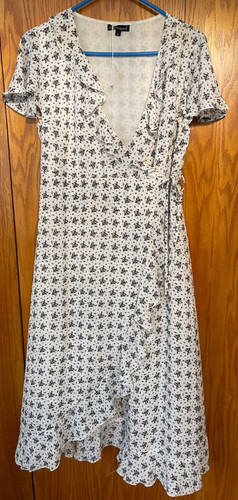 VETEMENTS Abito Donna Wishlist Nuovo con Etichette Bianco Avvolgente Frontale Floreale Arricciato Taglia Large L