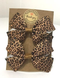 Leopard print Hair Bow Alligator Clip /Bobbles Pink Hair Accessories - Picture 1 of 2