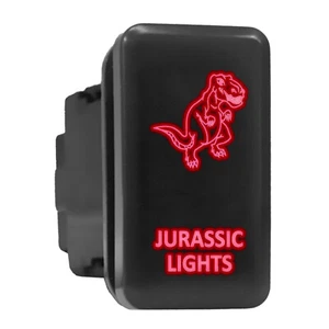 JURASSIC LIGHTS - Red Backlit Push In Switch 1.54"x 0.83" (Fit: Toyota) - Picture 1 of 6