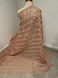 PEACH GOLD Guipure Rhinestones Bridal Lace Fabric 50” Width SOLD BY THE YARD - Picture 1 of 7