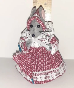 Figura Muñeca Ratón Fieltro Vintage 3 1/2" Sombrilla - Imagen 1 de 4