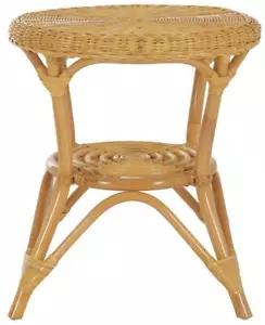 Rattan-Tisch Ø 50 cm/Beistelltisch Rund/Couchtisch/ Ablage/ Kaffeetisch (Honig) - Bild 1 von 2
