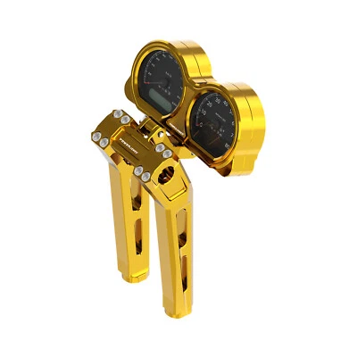 Elevadores de manillar dorados de 10,0" con calibre para Harley 15-23 Road Glide FLTRX FLTRK Foto 1 de 4