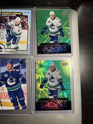 Olli Juolevi Dazzlers Green 2020-21 Upper Deck #DZ-95 & Vancouver Canucks Lot ++ - Image 1 of 4