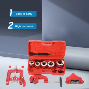 Enhebrador de tubos tipo trinquete y juego de 5 troqueles cortador de tubos herramienta de roscado 1/2" hasta 2" - Imagen 1 de 12