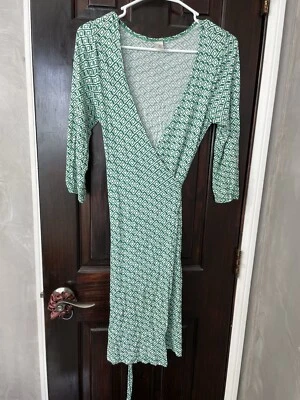 Vestido envolvente antiguo verde marino y blanco talla XS Foto 1 de 4