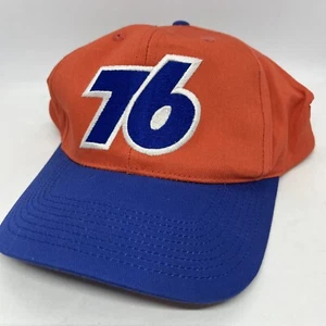 Vintage Union 76 Oil Gas Station Race Crew Snapback Racing Hat Orange/Blue - Picture 1 of 4