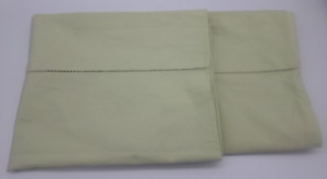 Sferra Standard Pillowcase Lot Of 2 Green Hemstich Cotton Italy