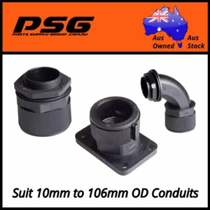 Corrugated Flexible Conduit Fittings Black for PA 10mm to 106mm OD - Picture 1 of 6