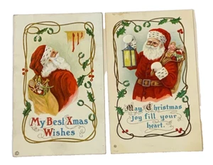 2 Postales de Navidad de Papá Noel Serie en relieve 314 D F Stecher Litho NY - Imagen 1 de 13