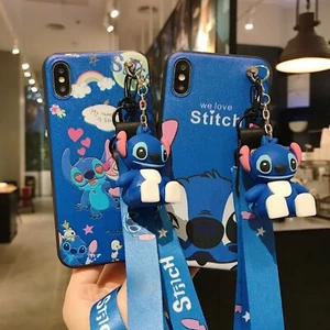 3D Cartoon Stitch Puppe Anhänger Stand Strap Case Cover für verschiedene Handys - Bild 1 von 13