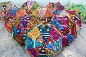 20PCS Lot Indian Handmade Design Cotton MultiColor Umbrellella Sun Shade Parasol - Picture 1 of 5