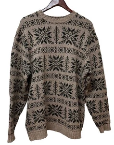 Vtg Eddie Bauer Wool Blend Chunky Fair Isle Knit Sweater Made Japan Men XL Tall - Picture 1 of 6