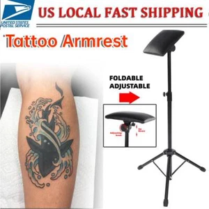 Tattoo Tripod Stand Arm Leg Rest Studio Chair Sponge Pad Tool Height Adjustable - Picture 1 of 12