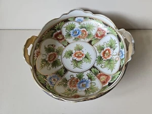 Vintage Noritake Footed Handled Bowl Floral Pattern 22cm Across - Picture 1 of 12