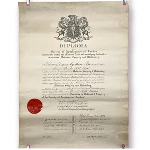 Sociedad de Boticarios de Londres 1928, Diploma - Medicina, Cirugía, Partería - Imagen 1 de 1