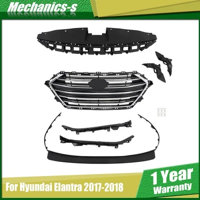 For Hyundai Elantra 2017-18 7PCS Front Grill+Radiator Cover+Bumper Lid+4 Bracket Foto 1 de 4