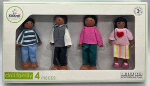 Bambola KIDKRAFT Famiglia 4 legno posabile papà mamma ragazzo ragazza pelle scura NUOVA in scatola originale - Foto 1 di 12