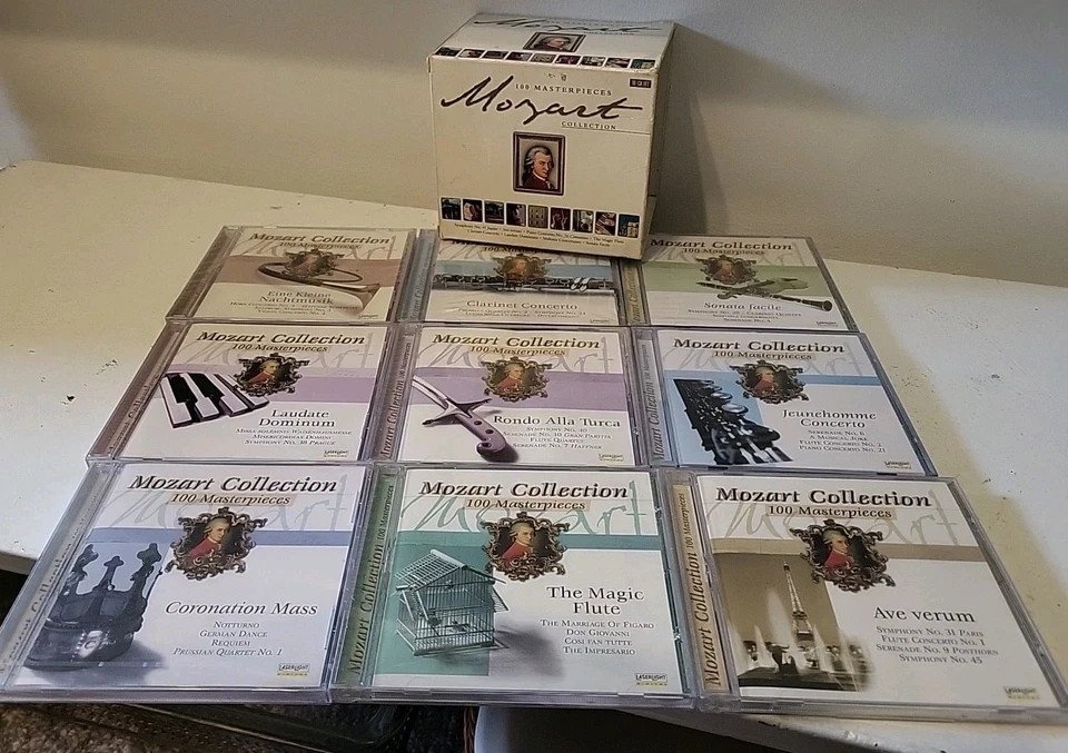 100 Masterpieces Mozart Collection ~ 9 CD Classical Music Boxed set (1 missing)  - Image 1 of 4