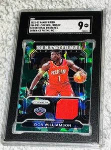 2021-22 SGC 9 Prizm Zion Williamson Sensational Green Cracked ICE Jersey #14/21 - Picture 1 of 2