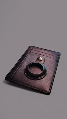 Cartera delgada con tarjetero AirTag - diseño minimalista de cuero negro  Foto 1 de 3