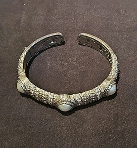 NICE JUDITH RIPKA 925 STERLING SILVER PEARL HINGED CUFF BRACELET free shipping - Picture 1 of 12