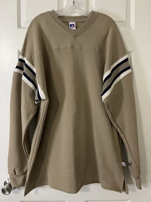 Sudadera Pullover Atlética Russell Colorway De Colección Rara Azul Tostado Blanco Rayas XL Foto 1 de 4