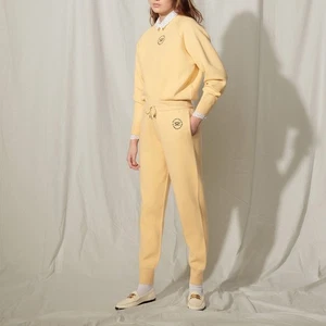 SANDRO PARIS Sudadera Jogger CONJUNTO Amarillo Logo Bordado Ropa de Salón Talla S - Imagen 1 de 22