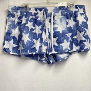 OP Drawstring Waist Running Shorts Women XL 15-17 Blue White Star Lightweight - Picture 1 of 11