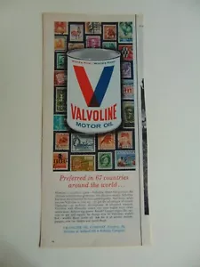 1964 VALVOLINE MOTORÖL In 67 Ländern Vintage Printanzeige - Bild 1 von 1