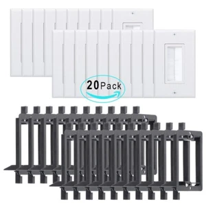 Brush Wall Plate with Low Voltage Mounting Bracket 20-Pack Cable Pass Through - Picture 1 of 21