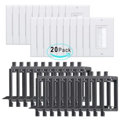 Brush Wall Plate with Low Voltage Mounting Bracket 20-Pack Cable Pass Through - Image 1 of 4
