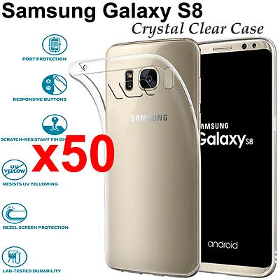 x50 Para Samsung Galaxy s8 TPU Transparente Cristal Transparente Cojín Funda Trasera Foto 1 de 4