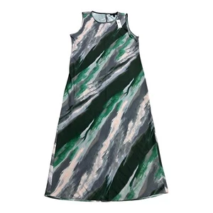 Banana Republic Green Bias Cut Midi Maxi Dress Sz S Marble Watercolor Sleeveless - Picture 1 of 13