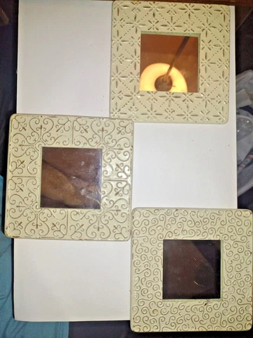 Vintage Embossed  Square Wall Mirror's Lot of 3 Cover