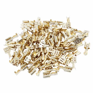 100 Pcs 6.3mm Electrical Wire Car Terminal Connector Crimp Female Spade Set - Picture 1 of 3